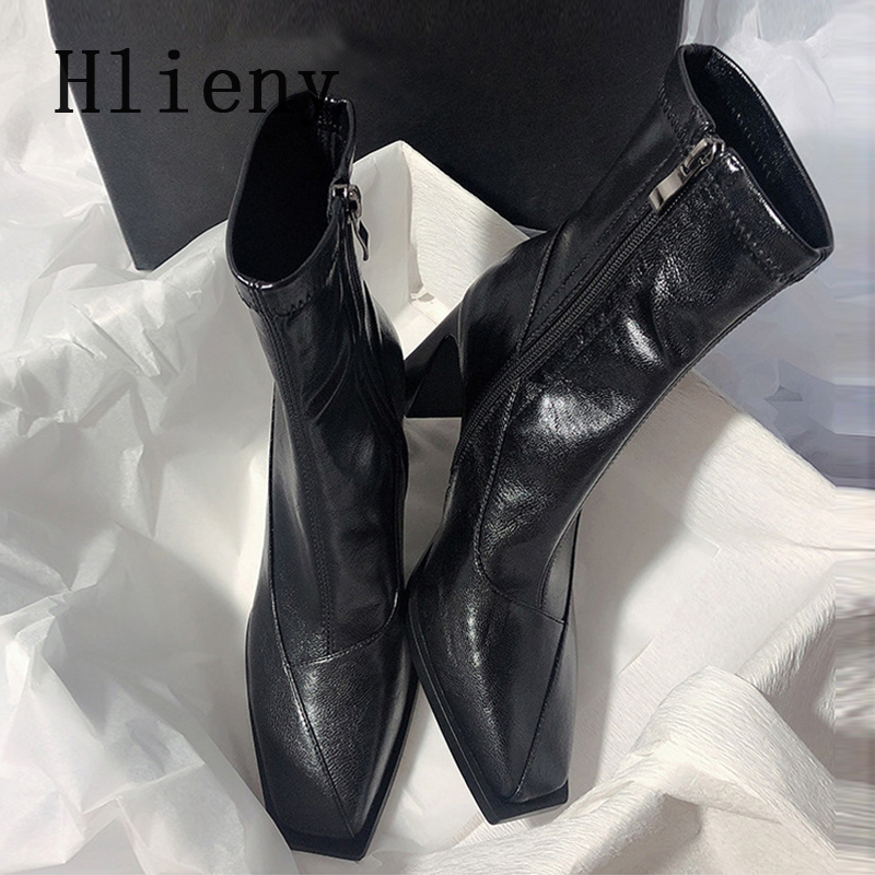 Street Fashion Lady - Hlieny Damen Stiefeletten, Modische Quadratische Zehenpartie,