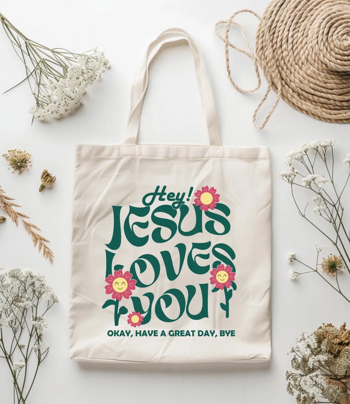 Tote Bag Canvas Print - Jesus Loves You Inspirierende Canvas-Einkaufstasche, stilvolle,