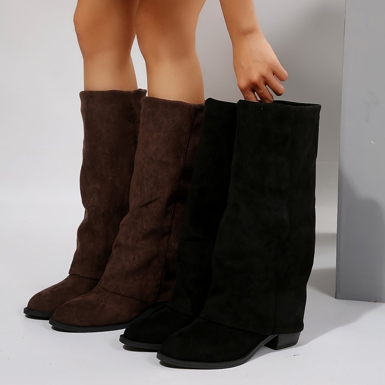Street Fashion Denim - Frauen Kniehohe Stiefel Herbst Mode Spitz