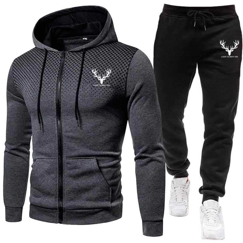 Street Fashion Outfit - 2026 Neuerscheinung Herren-Set Reißverschluss-Hoodies und Schwarze