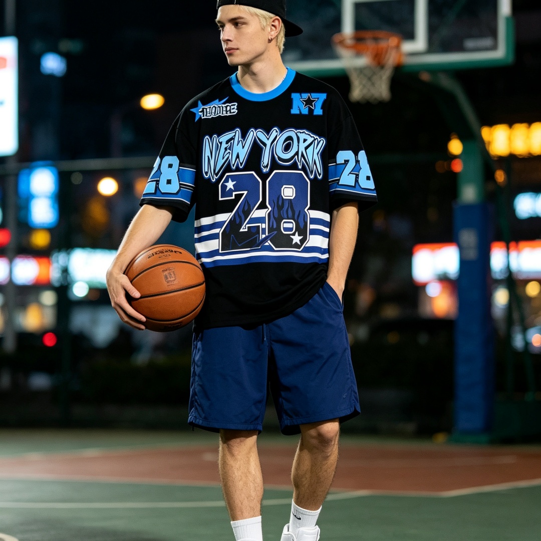 Street Style New York Fashion - Herren-Sommer-T-Shirt mit New York-Buchstaben-Grafik, kurzärmelig, lockeres