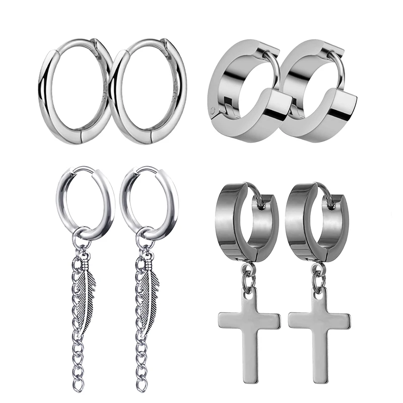 4 Paar Punk Stahl Farbe Edelst – Street Fashion Earrings Bewertung und Preis