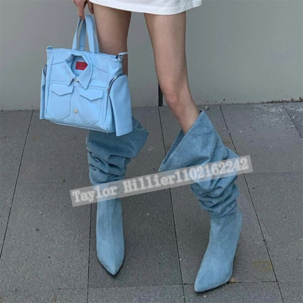 Frühlingsblaue Denim-Plissee-S – Street Fashion Denim Bewertung und Preis