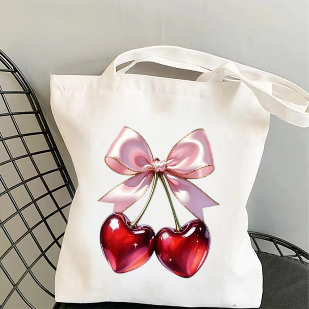 Vintage Rosa Schleife Kirsch-M – Tote Bag Canvas Print Bewertung und Preis